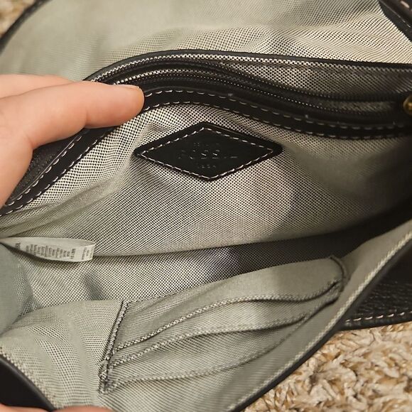 Fossil Heritage Mini Flap Pebbled Leather Crossbody Bag in Black - Picture 4 of 7